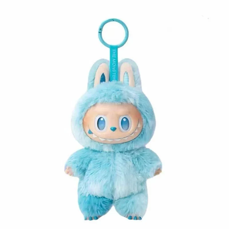 Beliebte Labobo Dritte Generation Plüsch Schlüsselanhänger Trendiger Bubble Mart Weiche Kurze Vinyl Plüschpuppe Spielzeug Niedlicher Cartoon Anhänger für Schultaschen Handtasche Auto blau
