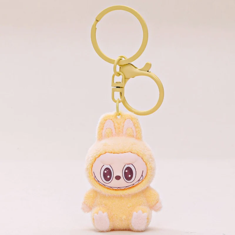 Beflockter LABUBU Anhänger Schlüsselanhänger - Plüsch Kreative Puppe Taschenanhänger Geschenk In Stock