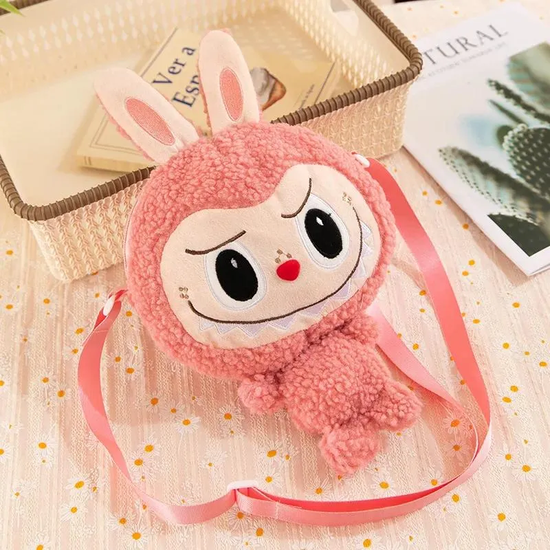 30cm Cartoon Labubu Schulter Niedliche Puppe Umhängetasche Monster Outdoor Reisetasche Weihnachtsgeschenk rosa