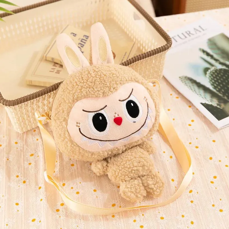30cm Cartoon Labubu Schulter Niedliche Puppe Umhängetasche Monster Outdoor Reisetasche Weihnachtsgeschenk khaki