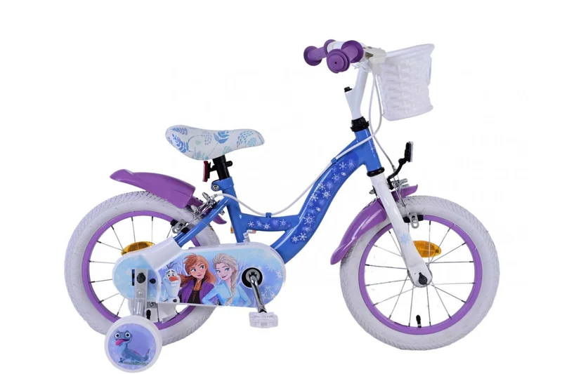 Volare Disney Frozen 2 Kinderfahrrad - Mädchen - 14 Zoll - Blau/Lila - Zweihandbremsen