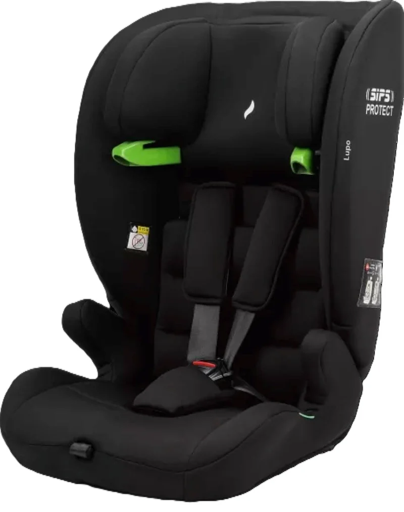 Osann Lupo i-Size Kindersitz 76–150 cm – höhenverstellbar, mit 3-Punkt-Gurt, Seitenaufprallschutz, SIPS PROTECT, R129 – Black